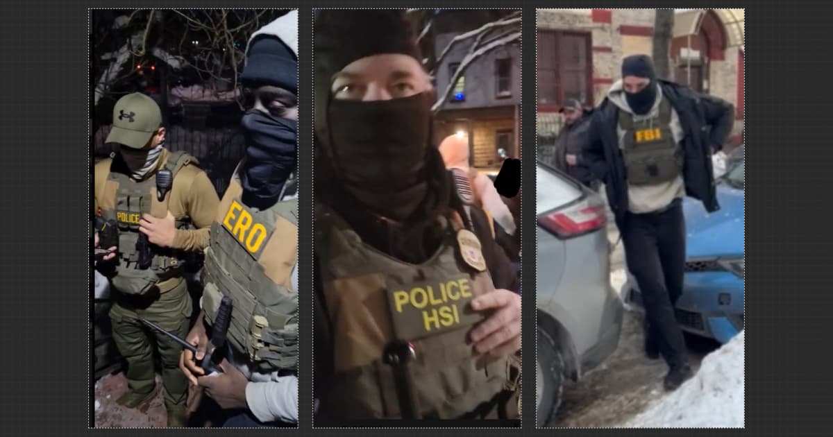 ICE agents conducting a street arrest in the New York metro area